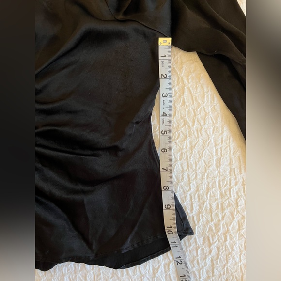 ZARA Women | Black | Fitted Satin Effect Ruched Shirt - Picture 9 of 9